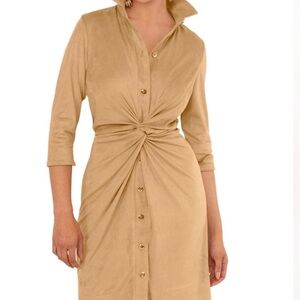 Gretchen Scott Designs Camel Twist-Front Shirt Dress